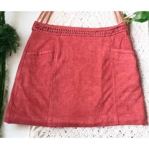 Women’s Altar’d State Rust Red Braided Suede Mini Skirt size L